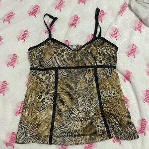 Cache Gold and Black Animal Print Camisole